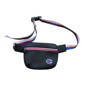 Champion Black Fanny Pack Belt Bag Logo Zip Pouch Streetwear Travel Festival